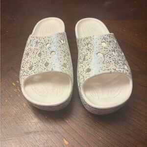 CROCS Glittery White Sandals - Women’s 8